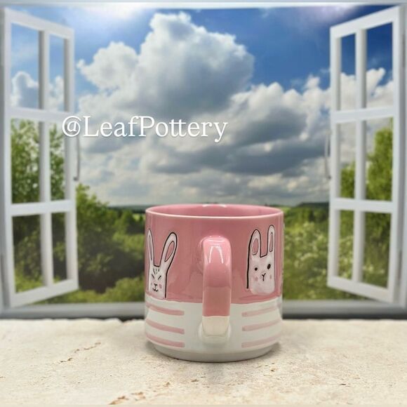 Silly Bunny Pink/ White Ceramic 20oz Mug - Picture 6 of 10